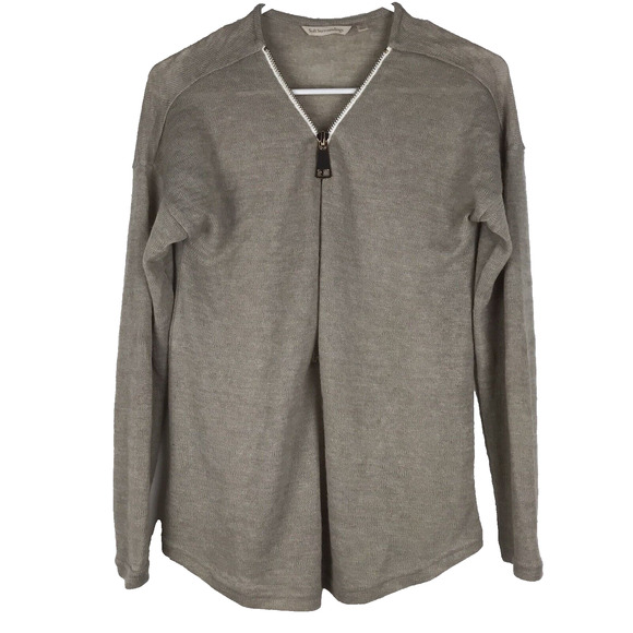 Soft Surroundings Valentina Knit Half Zip Lightweight Sweater Beige Long Sz XS - Picture 1 of 6
